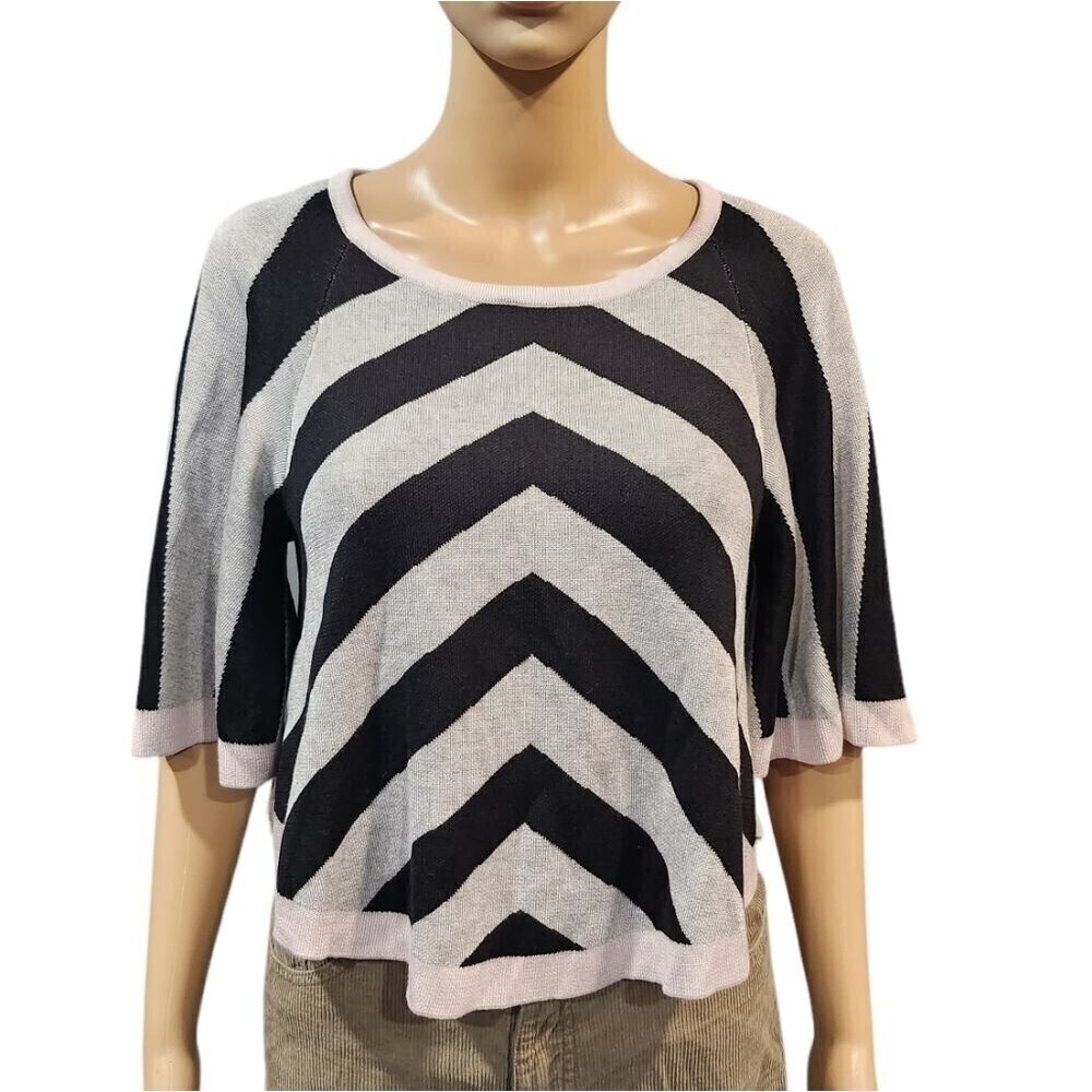 NWT Kit and Ace women's silk cashmere flounce knit striped casual crop top Sz XS